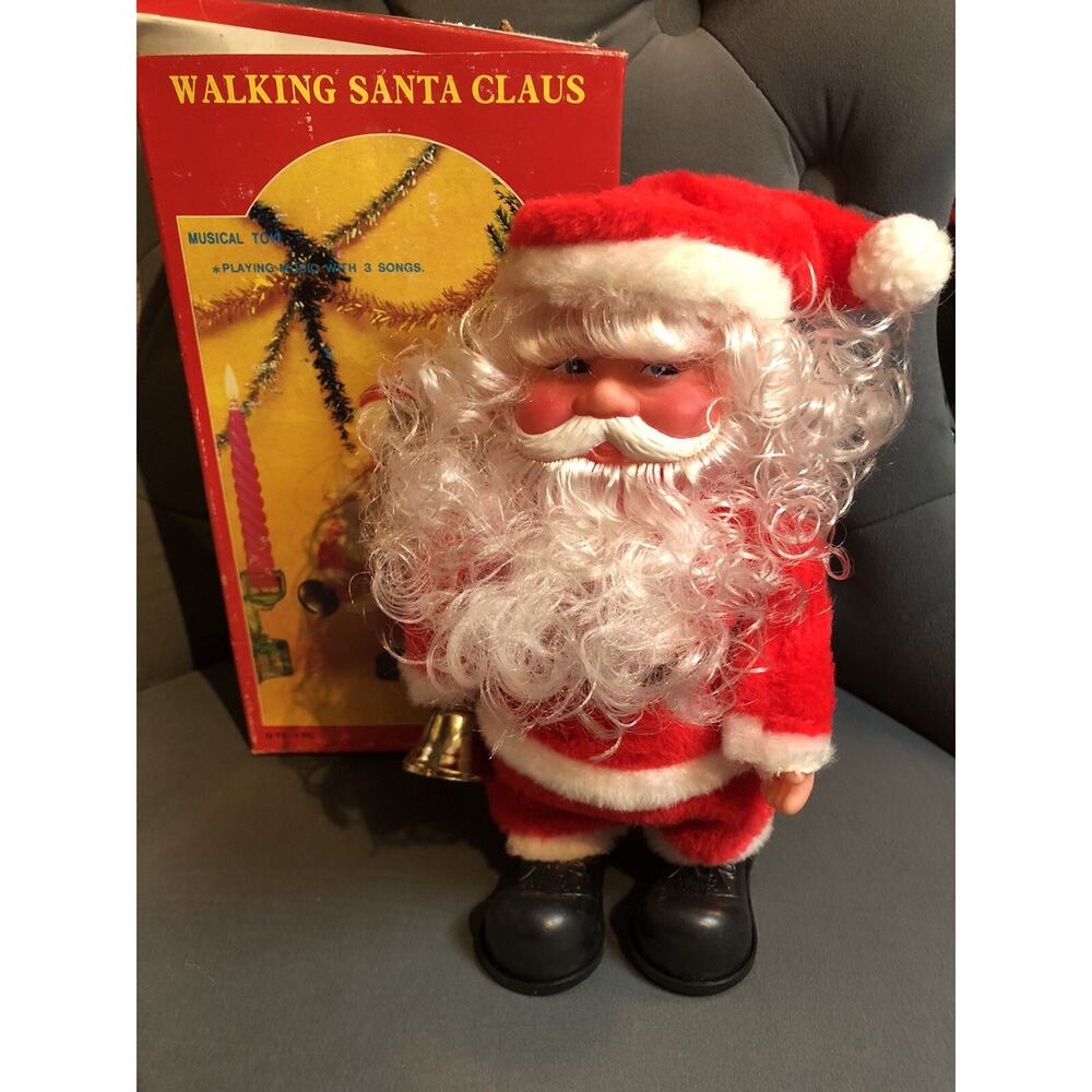 Vintage Santa Claus With Bell Music Christmas Decor 10''